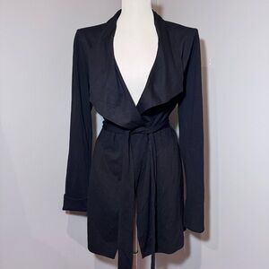 CAbi Rayon Blend Jersey Knit Belted Wrap Tunic Jacket BLACK / SMALL